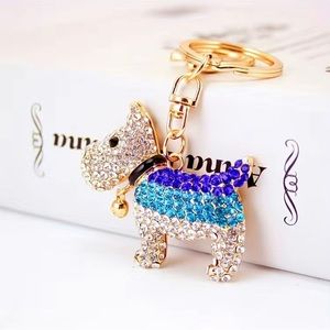 Blue Faux Diamond Dog Keychain